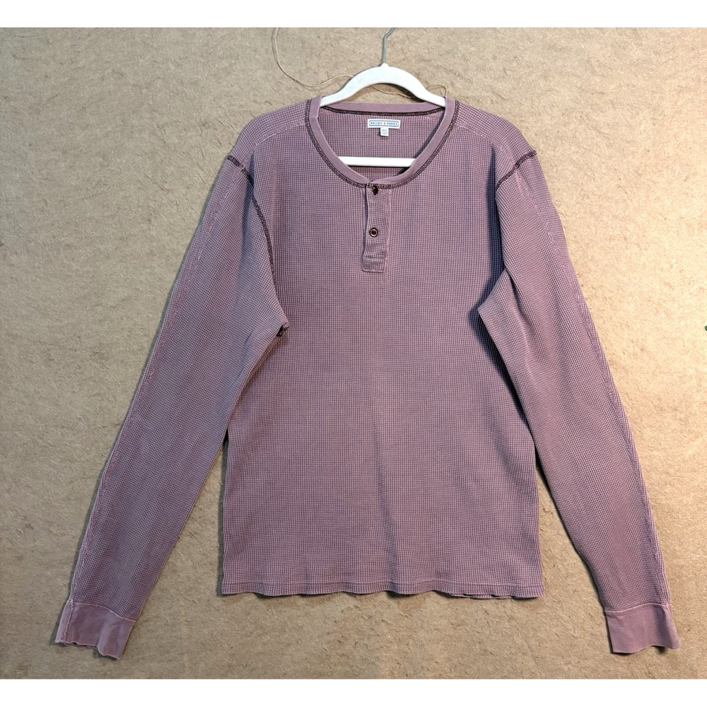 Wallace & Barnes Waffle Knit Shirt Men XLT Purple Henley Long Sleeve Lightweight